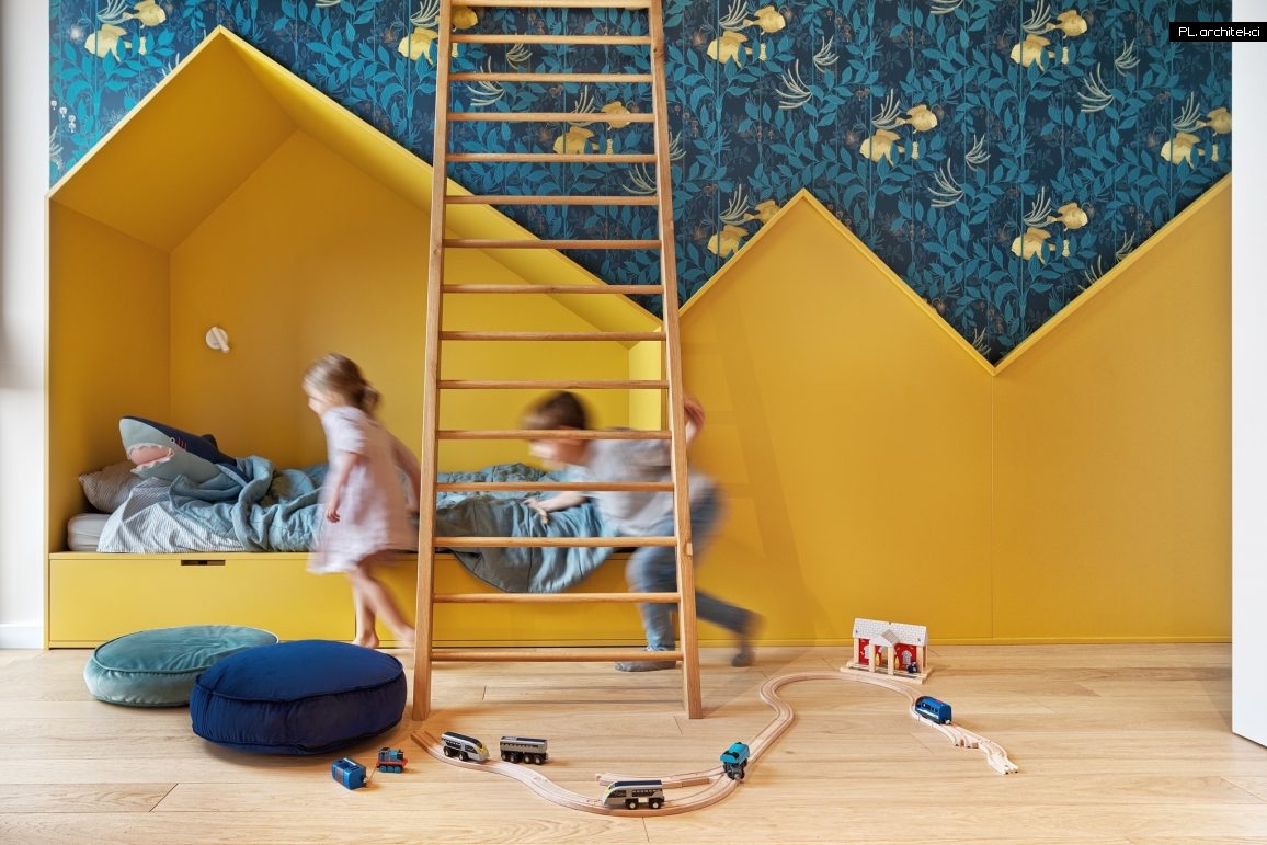dom nowoczesna stodoła skośno-płaski pokój dziecięcy plarchitekci