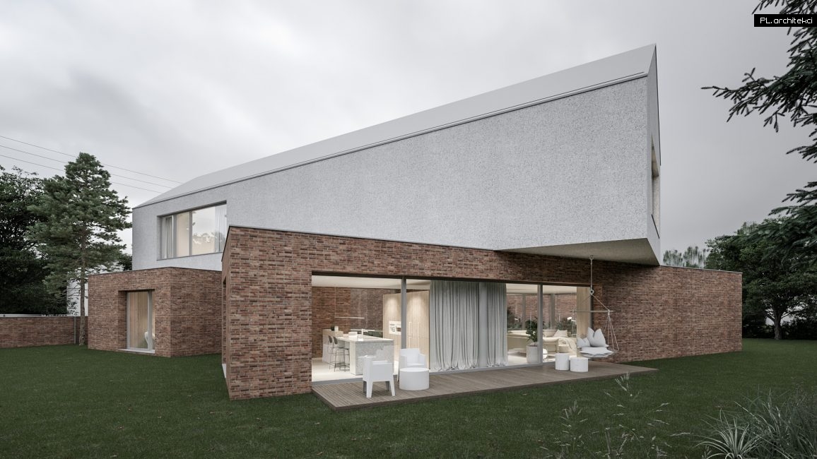 nowoczesna stodoła modern barn dom jednorodzinny minimalistyczny cegła biel plarchitekci