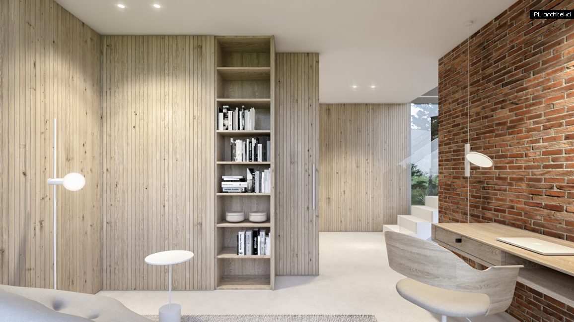 wnętrza domu jednorodzinnego dom nowoczesny minimalistyczny cegła biel plarchitekci design