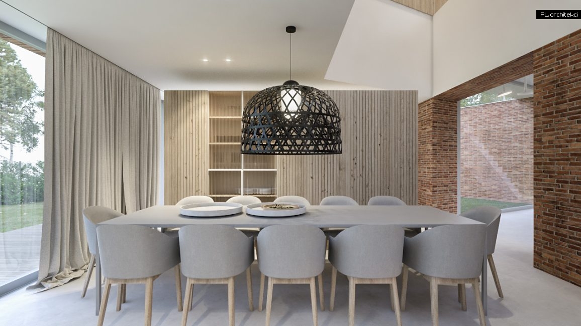wnętrza domu jednorodzinnego dom nowoczesny minimalistyczny biel drewno cegła plarchitekci design