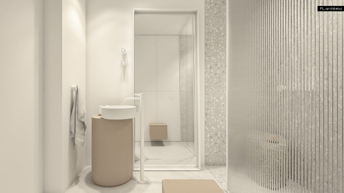 wnętrza domu jednorodzinnego dom nowoczesny minimalistyczny łazienka biel plarchitekci design