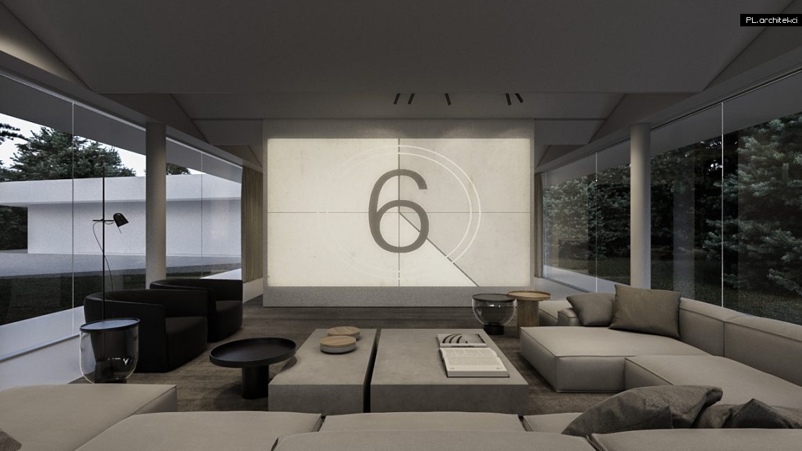 wnętrza domu s minimalistyczny design nowoczesny biały biel pokój dzienny rzutnik plarchitekci
