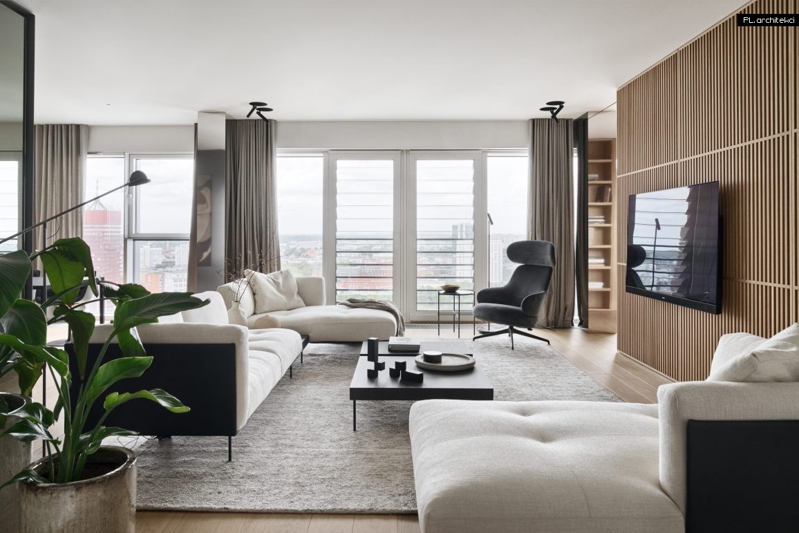 wnętrza apartamentu w poznaniu nowoczesny design minimalizm drewno naturalne poznań plarchitekci
