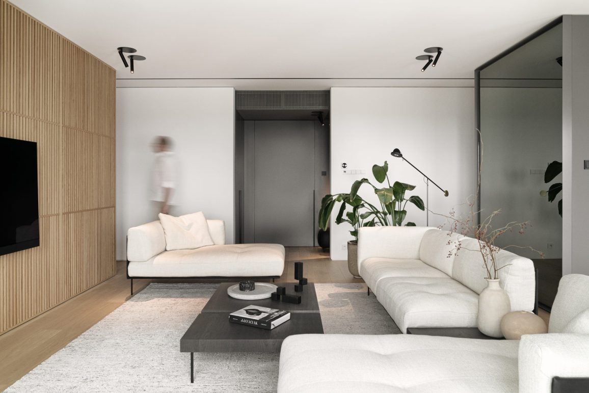 wnętrza apartamentu w poznaniu nowoczesny design minimalizm drewno naturalne poznań plarchitekci architektura wnętrz sztuka
